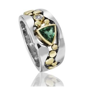 Emerald Green / Gemstone /  Statement / Ring / Silver / Gold /  925 / Sz. 8